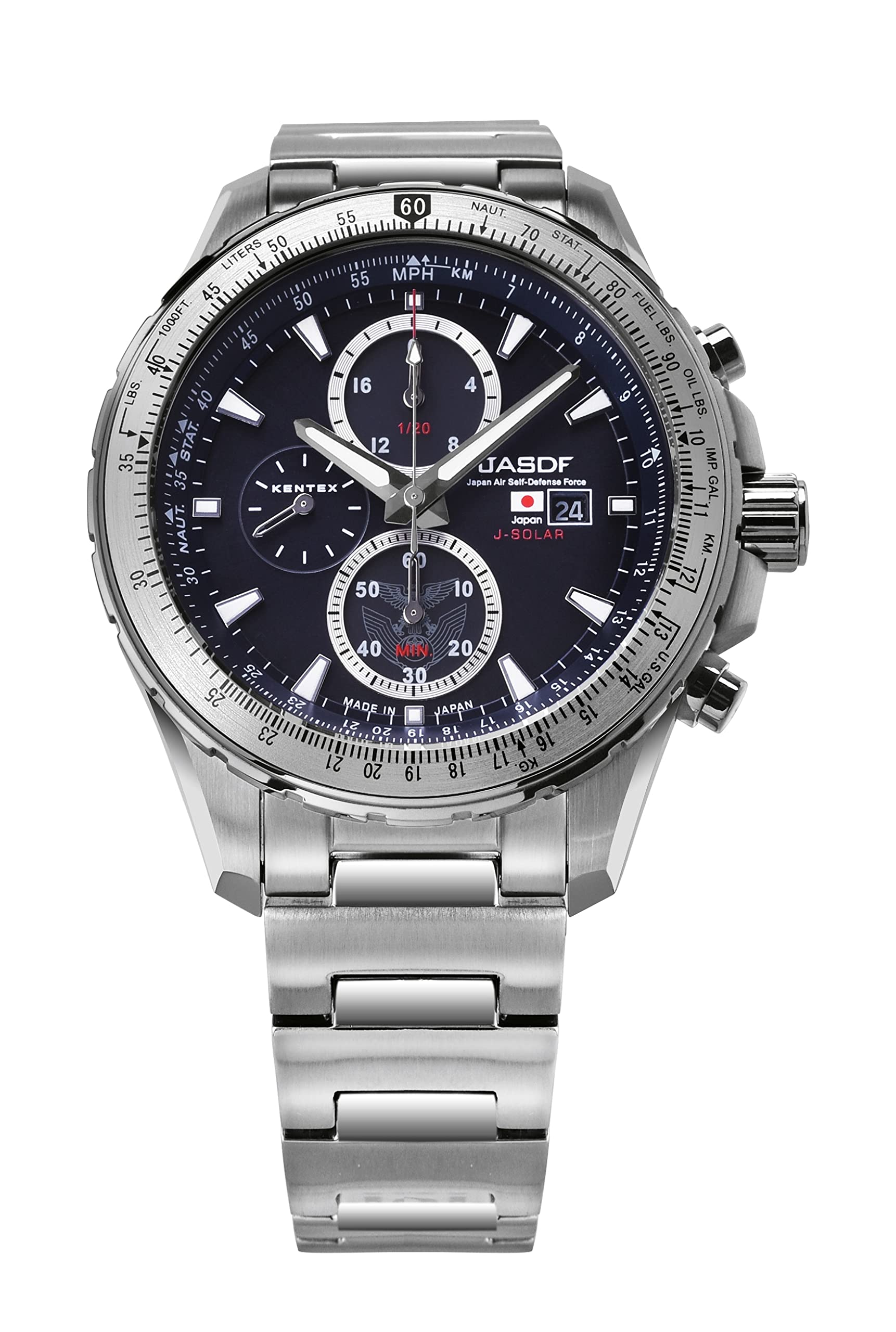 

Watch Solar Chronograph Air Force Model 10 ATM Water Resistant Silver [KENTEX] Self-Defense S802M-01 Men s синій