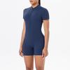European-American Solid Color Zipper Back Yoga Jumpsuit - Breathable and Tight-Fitting