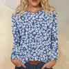 Women's Fashion Casual Long Sleeve Flowers Print Round Neck Top