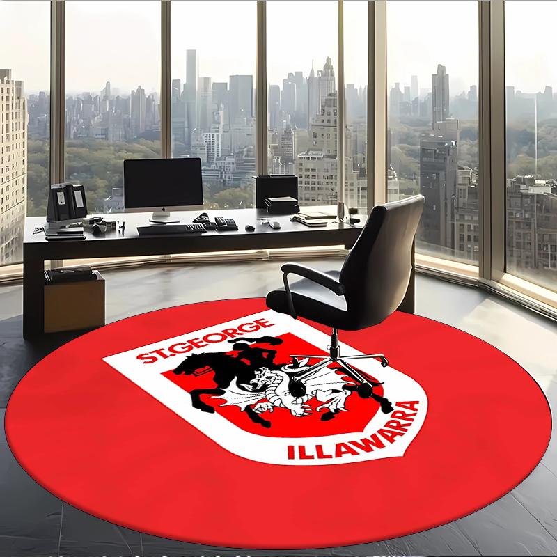 St George Illawarra Dragons (5) Round Office Rug Decorative Floor Rug for Office Bedroom Living Room and Home Space
