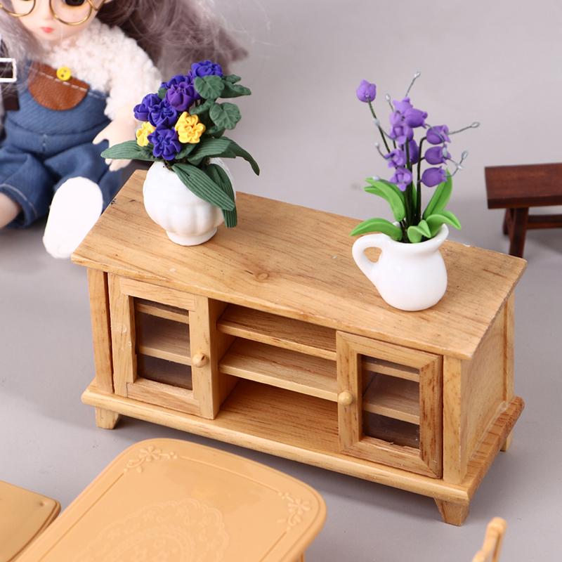 1:12 Dollhouse Miniature Wooden Display Cabinet Cake Candy Cabinet Storage Rack Organizer Display Shelf Stand Store Scene Model