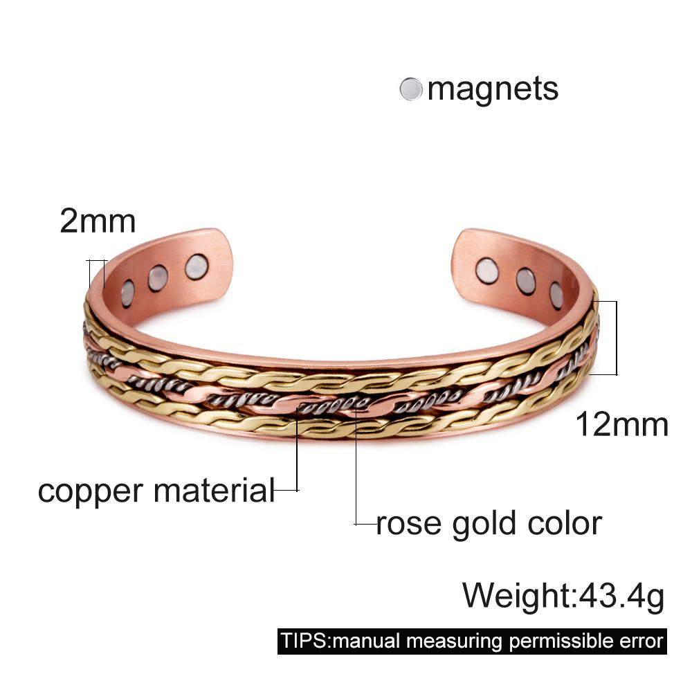 Vinterly Twisted Magnetic Bracelets Pure Copper Adjustable Cuff Vintage High Magnet Benefits Health Energy Jewelry for Women