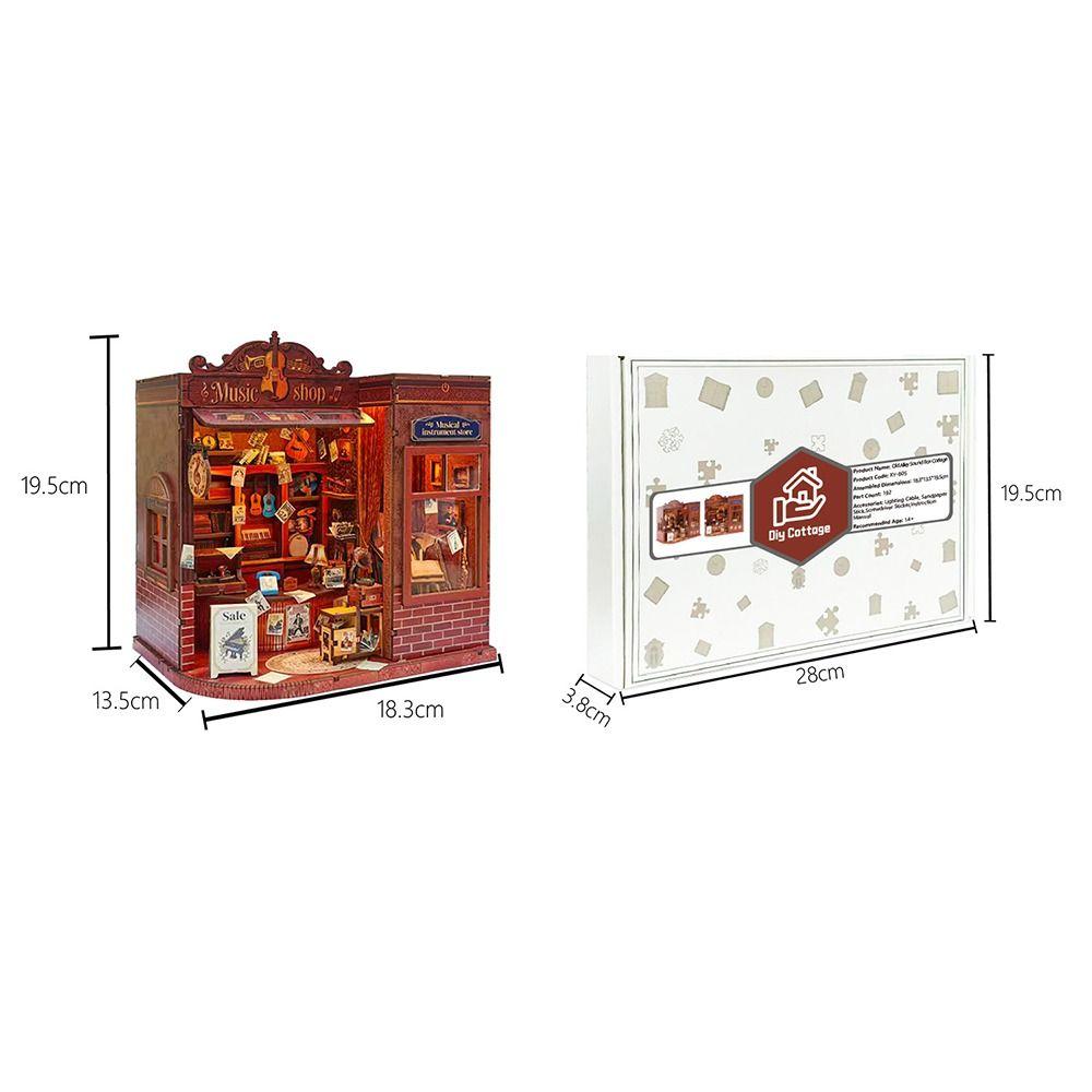 DIY Mini Dollhouse Kit LED Light 3D Puzzle Building Model Craft Wooden Miniature House Adult