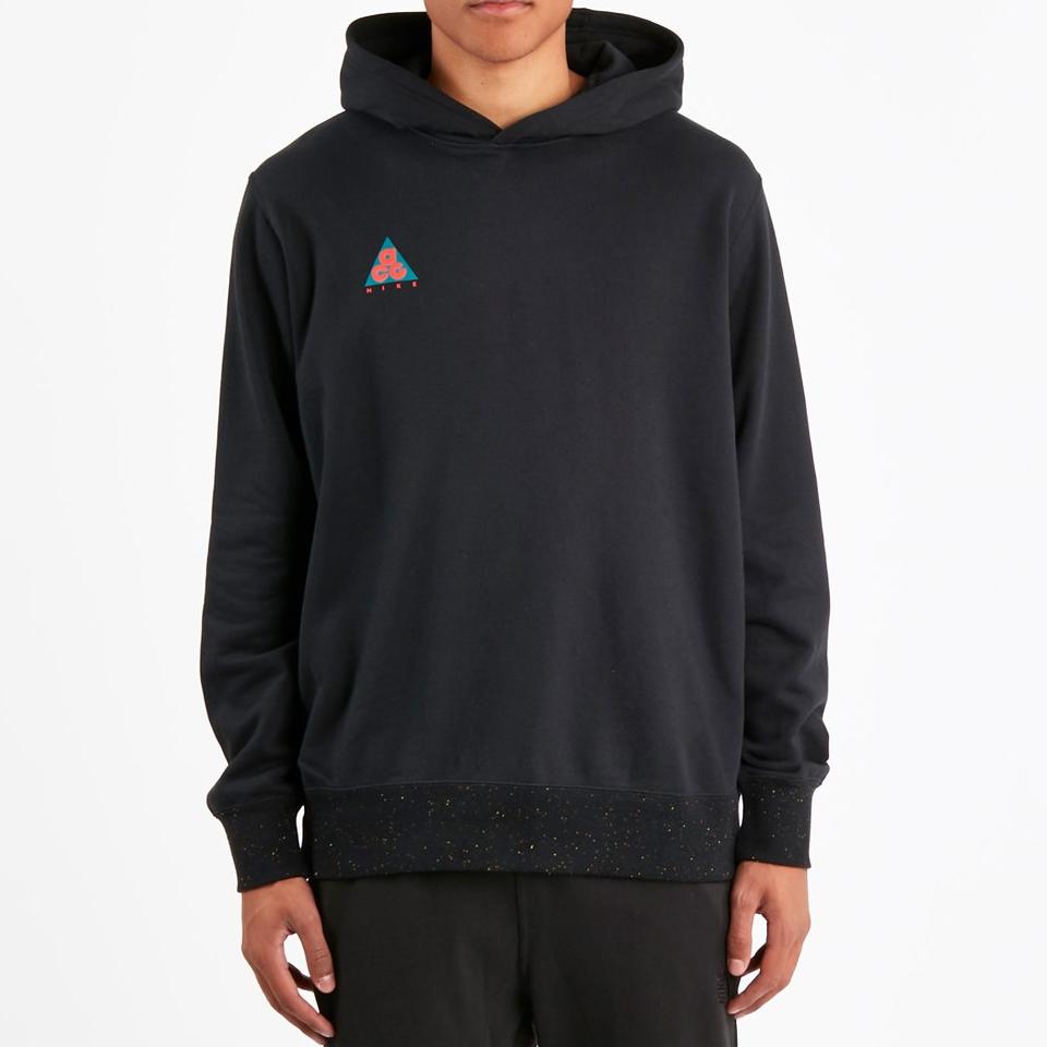 Nike Hooded Pullover Pattern Print Long Sleeve Sweatshirt Men Tops Black AT5500-010