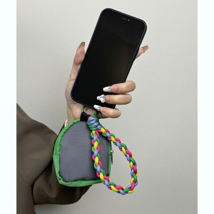 Ins Creative Graffiti Phone Case for Apple iPhone 15 14 13 12 Pro Max Triangle Bag Shockproof Hard Cover with Hanging Rope