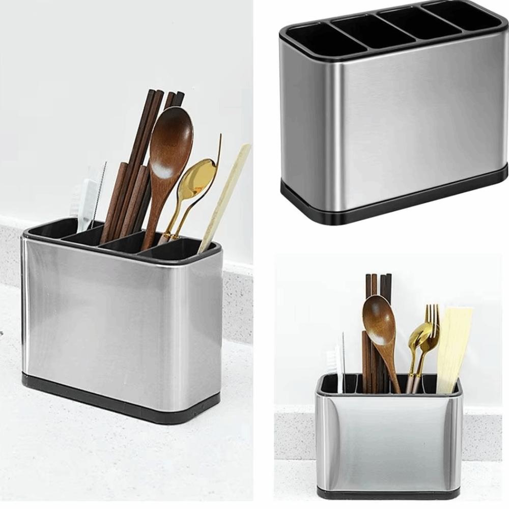 Stainless Steel Kitchen Cutlery Organizer Drainable Rust Proof Chopstick Shelf Box Compartment Large Capacity Spoon Storage Rack