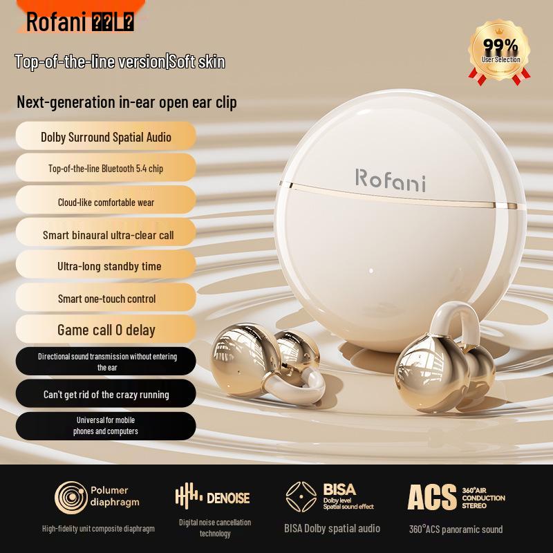 Rovani Bluetooth Ohrclip-Kopfhörer: Trendige Ästhetik, Wolkenkomfort, 5,4 Chip, Kein Ruckeln für Frauen.