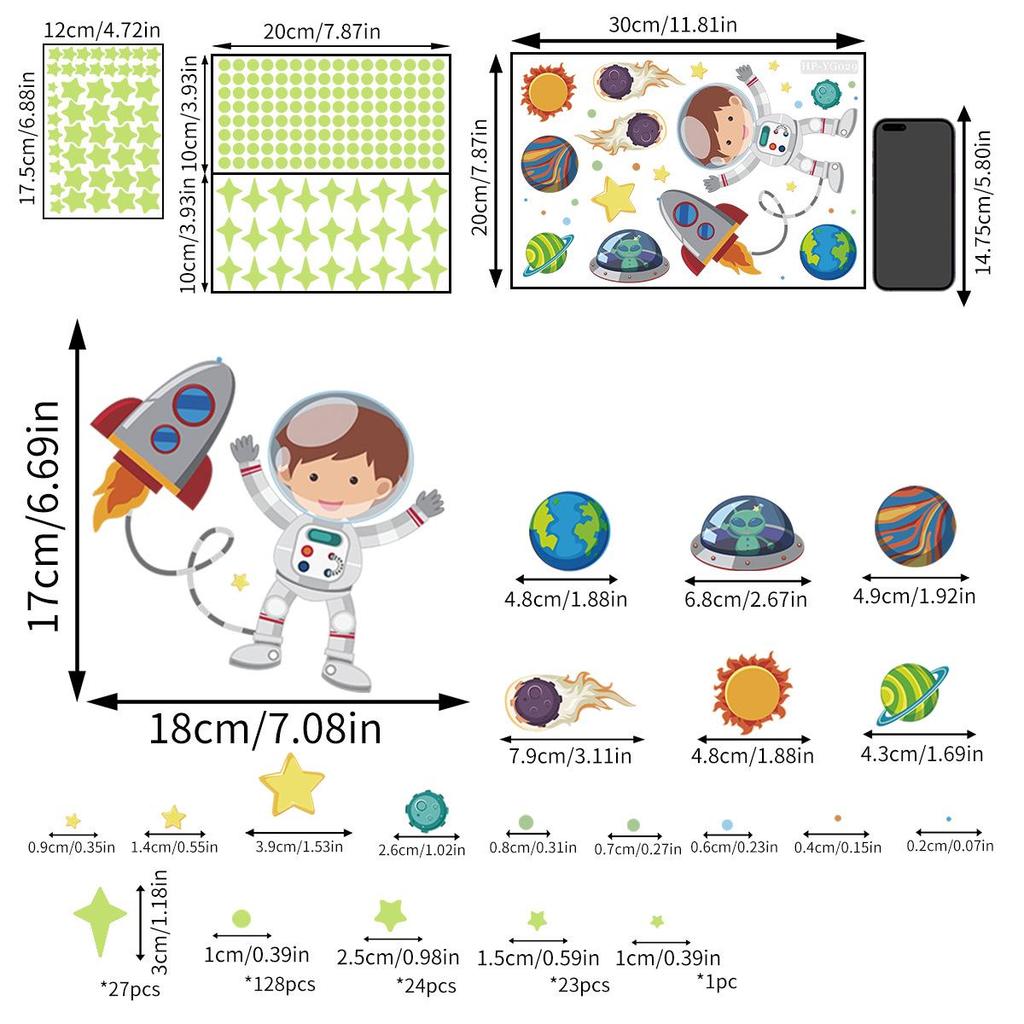 Astronaut Universe Luminous Wall Stickers - Self-Adhesive Starry Sky Room Decor