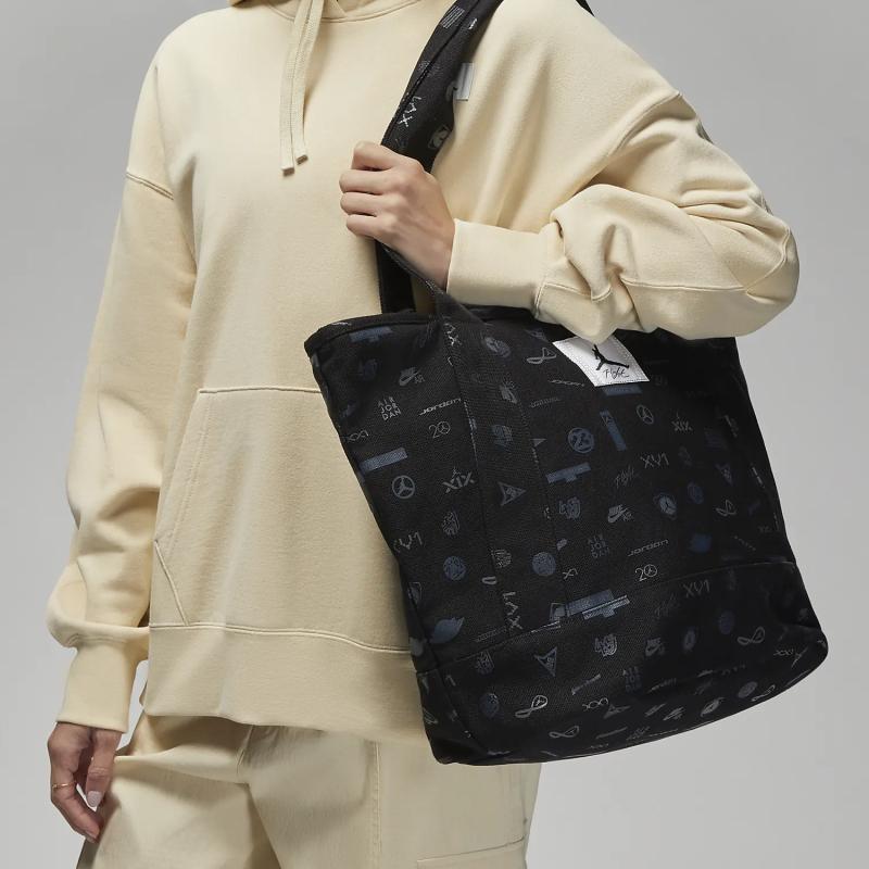 Jordan Cotton Tote Bag Shopping Bag Totes Handbags Regular Unisex Black Jordan WA0785-023