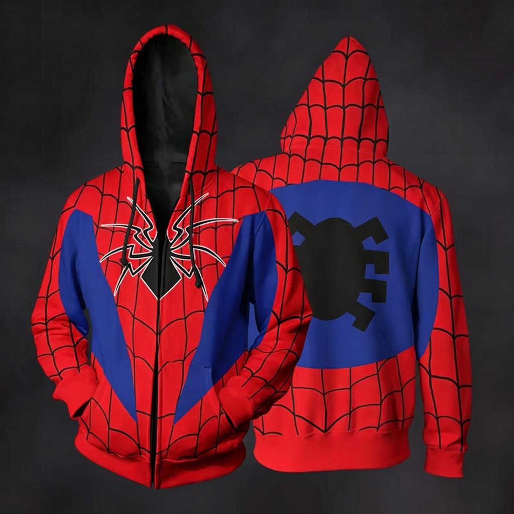 Unisex Casual Loose Fit Long Sleeve Hooded Jacket with Printed Pocket