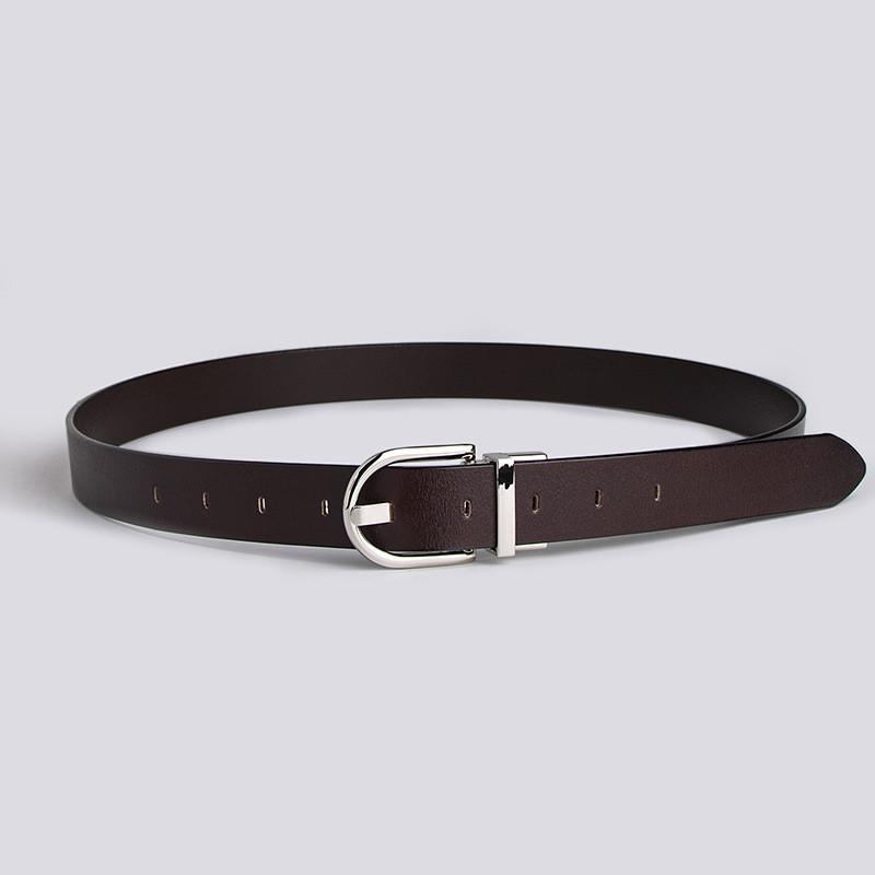 Womens Leather Waist Belt With Geometric Design And Metal Pin Buckle For Professional Attire