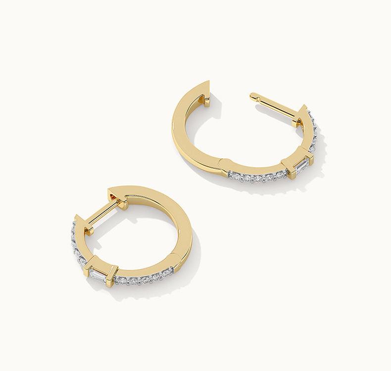925 Silver Fashion Jewelry Sterling Silver 18K Gold Plated Simple Daily Wear Zircon Hoop Earring Party Gift for Women
