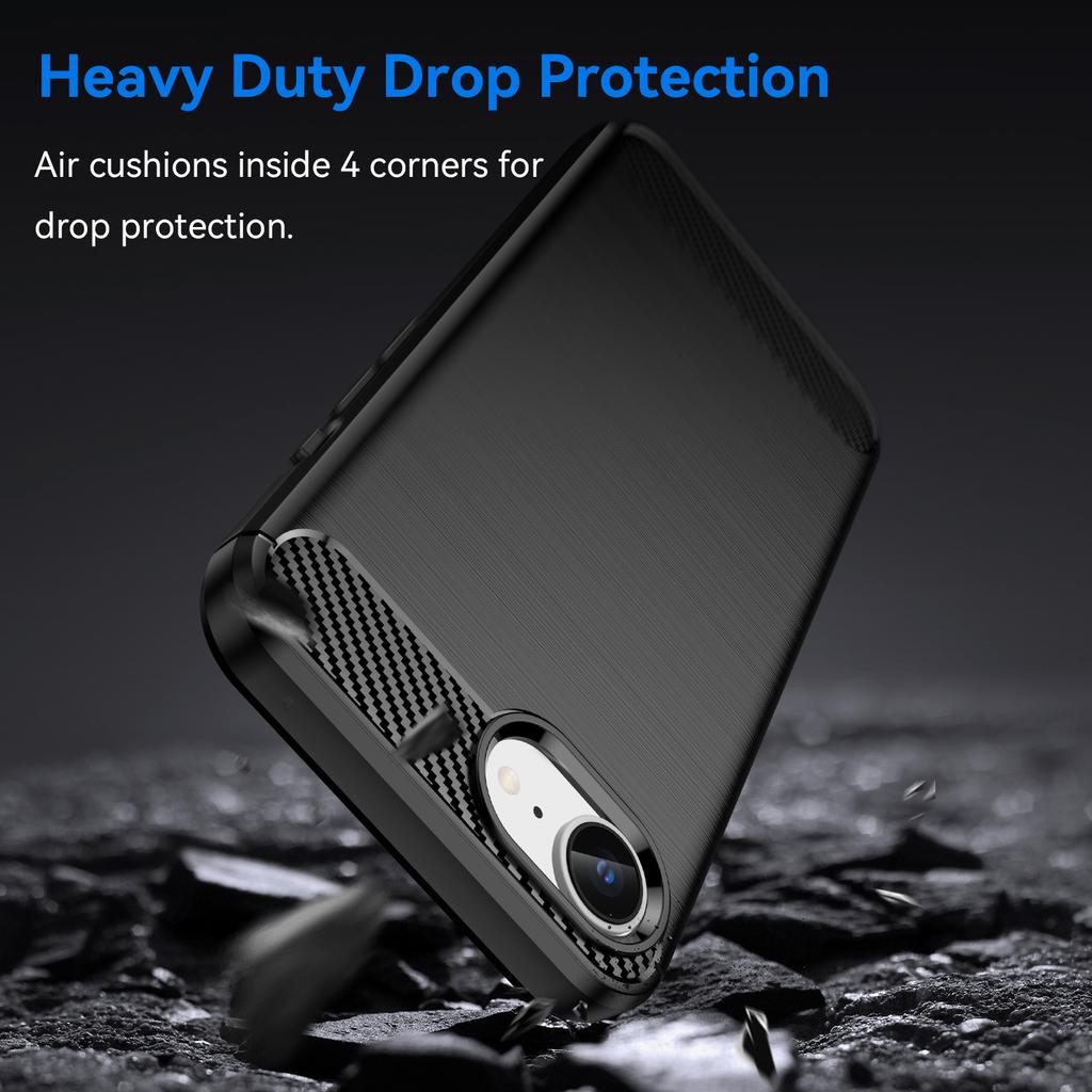 For iPhone 16e Case with Screen Film WANLONFENG LS Series Big Lens Hole Brushed Texture TPU Phone Cover