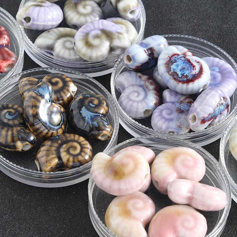 High-Temperature Ceramic Snail & Marine Animal Beads for DIY Jewelry & Clothing Accessories