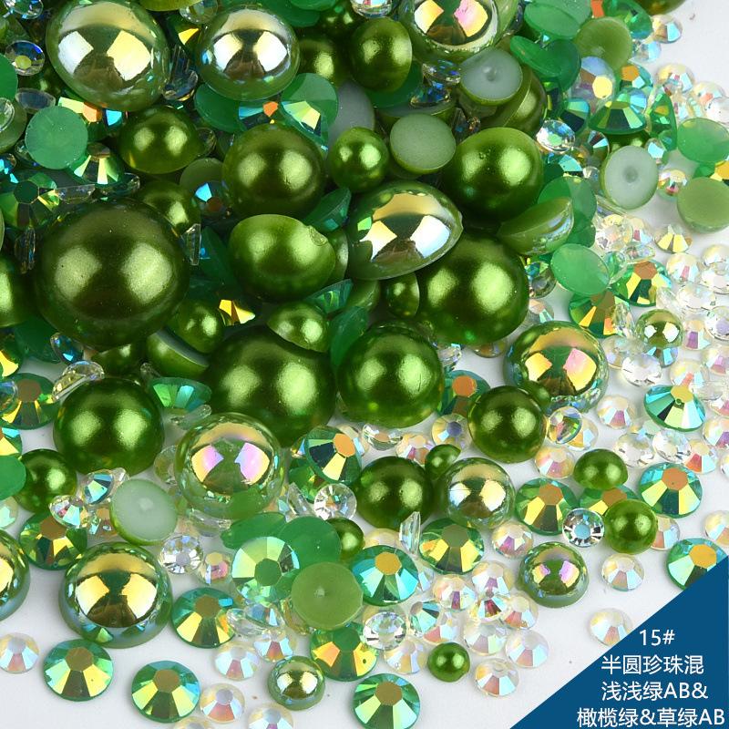 Mixed Abs Semicircular Pearl Resin Flat Bottom Diamond Set Imitation Pearl Mixed Size Diy Jewelry Accessories
