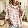 Women's Casual Hooded Knit Sweater Loose Fit Striped Long Sleeve Pullover Top