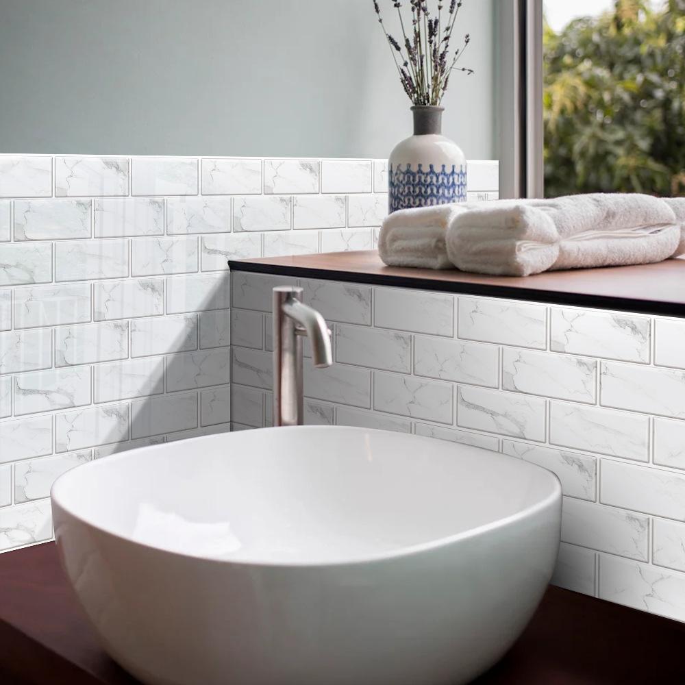 European Retro Tile Sticker PVC Self-adhesive Wall Sticker Kitchen and Bathroom Waterproof Wall Decoration Wallpaper