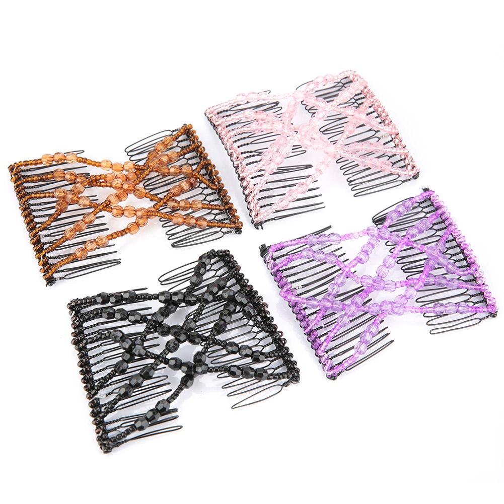 Magic Hair Comb Clip Beads Stretchy Double Comb Hair Disk