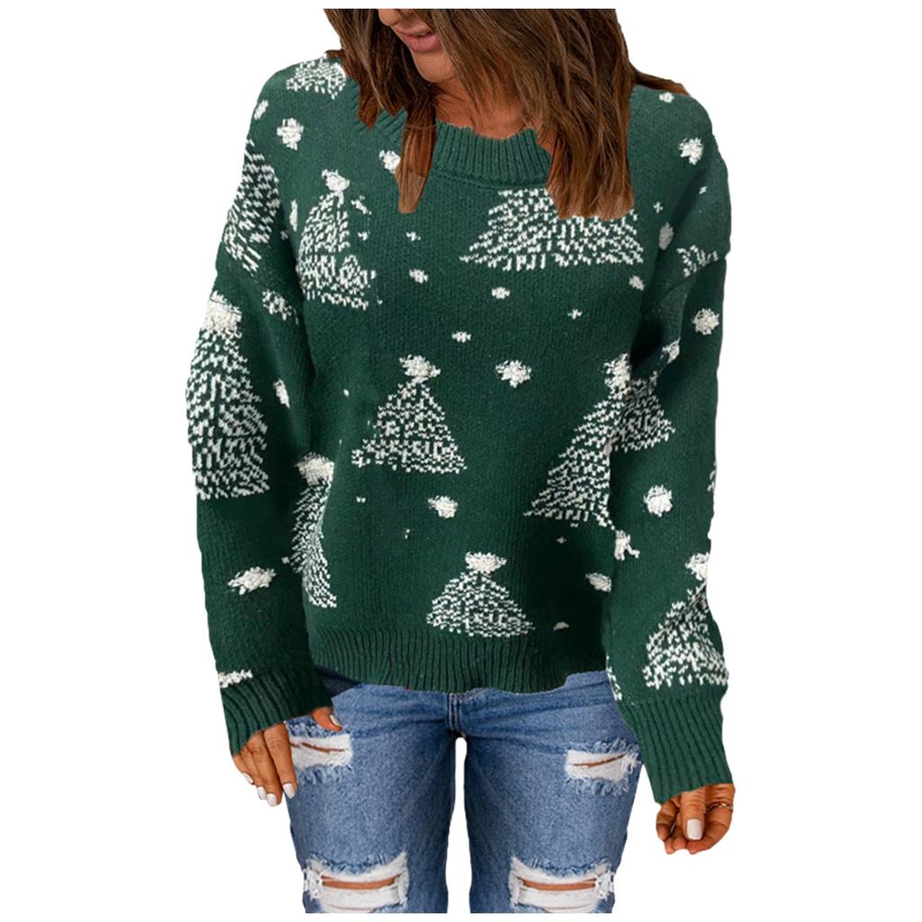 Women's Casual  Knitted Long Sleeve Pullover Sweater Knitted Top Christmas