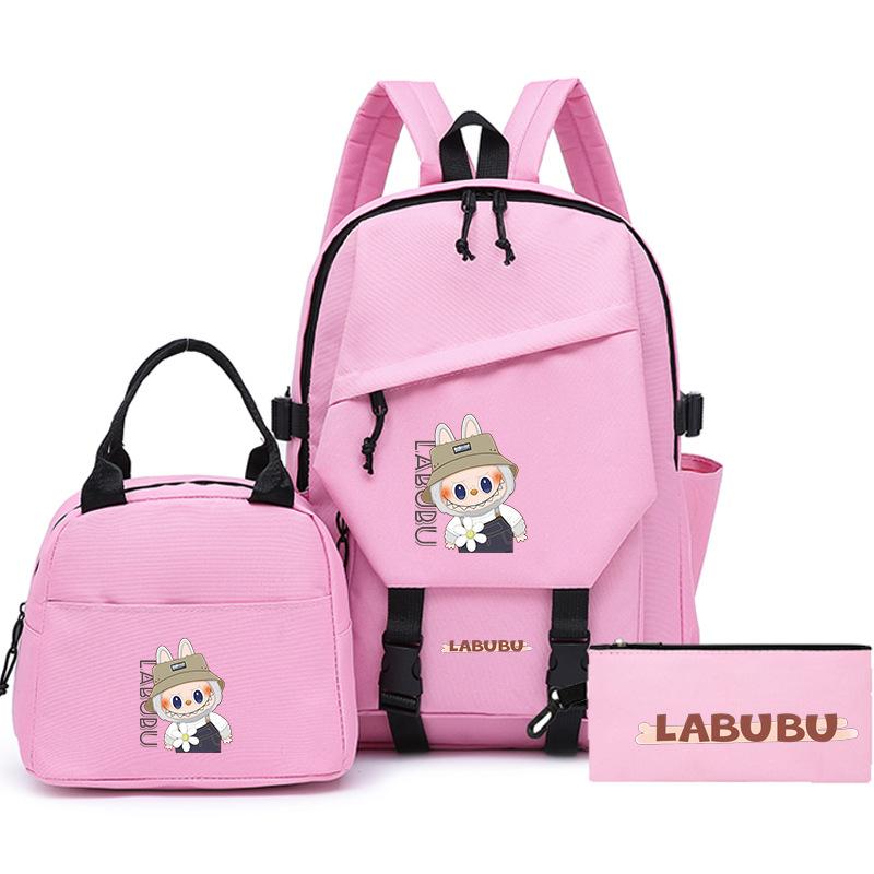 School Bag New Printing Three-piece Set School Bag Cartoon Rabbit Student Backpack Satchel Boys and Girls