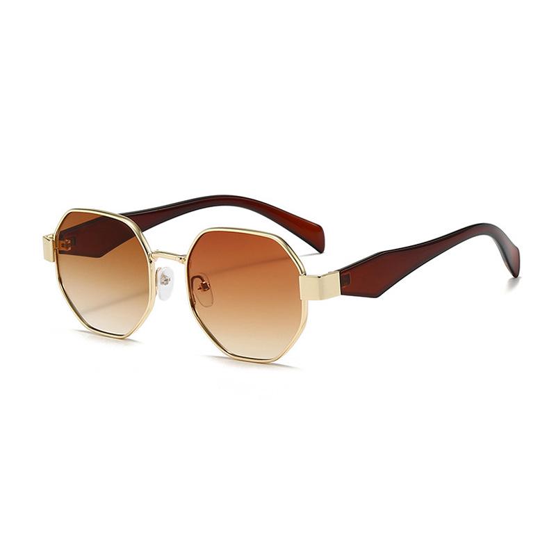 European & American Fashion Polygonal Metal Sunglasses - Trendy, Thick Frame, Versatile Sunshade