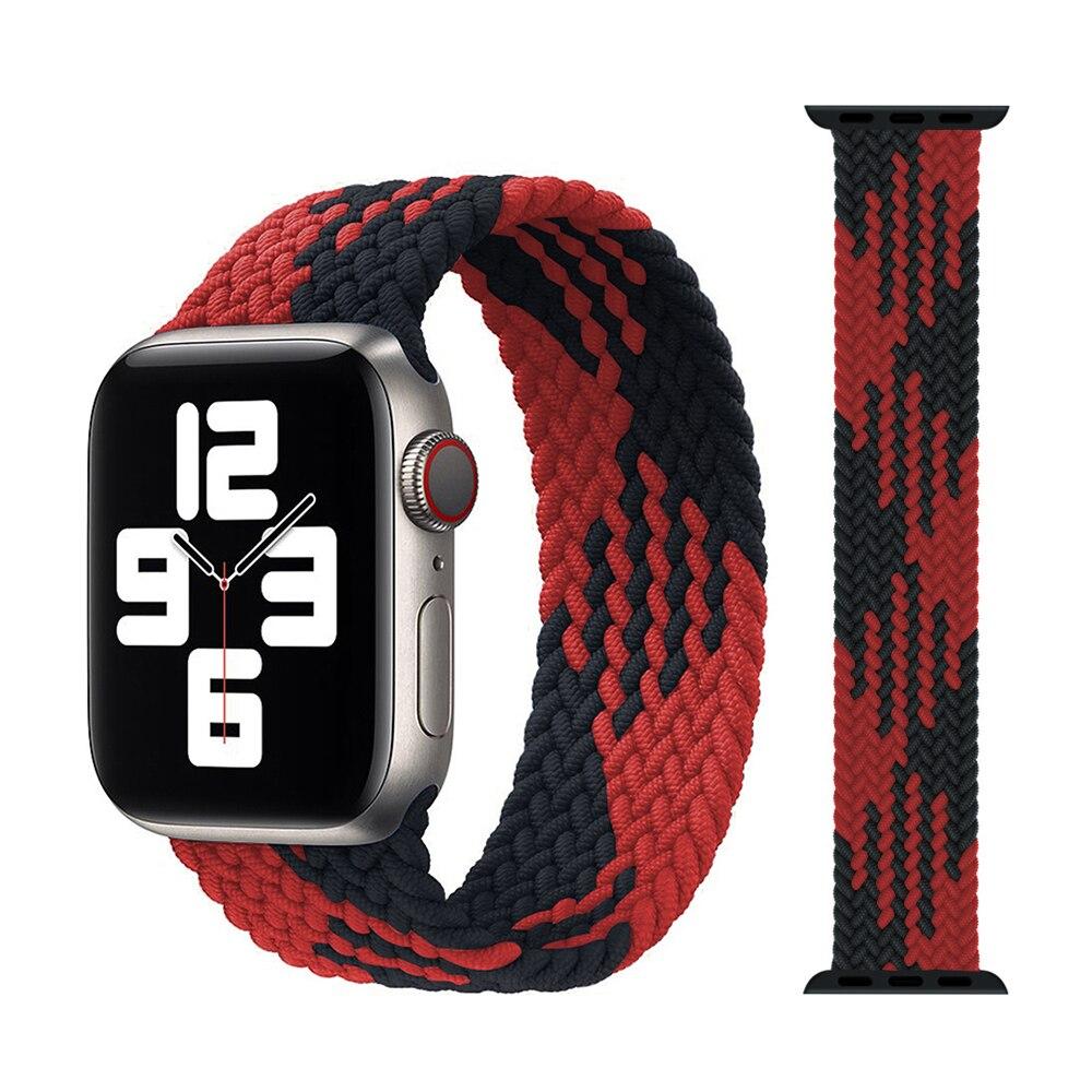 Fabric Braided Solo Loop Nylon Strap For Apple Watch 7 6 Band 44mm 40mm 38mm 42mm 41mm 45mm Elastic for iWatch Series 6 SE 5 4 3
