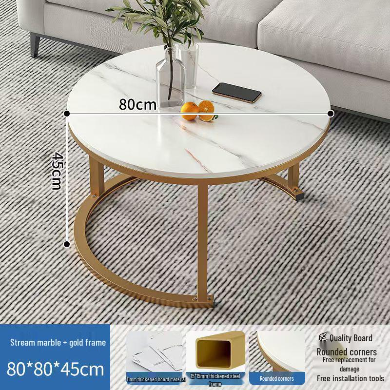 Simple Modern Light Luxury Coffee Table - Small Round Side Table for Living Room or Bedroom