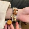 Bear Snuggly Bracelet For Women Elegant Plush Yarn And Wood Handmade Gift Christmas