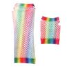 Fashion Colorful Wedding Party Fingerless Mesh Net Disco Dance Rainbow Hollow Out Holes Gloves