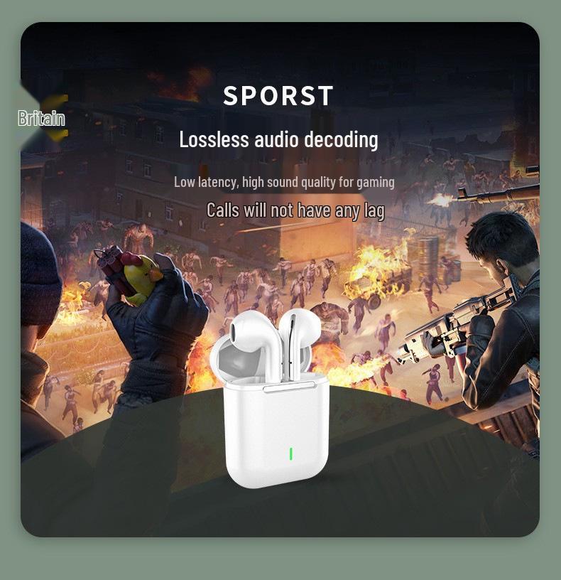 J18 Bluetooth TWS True Stereo Wireless Sports Earbuds: Binaural In-Ear, Noise-Canceling, Long Battery Life