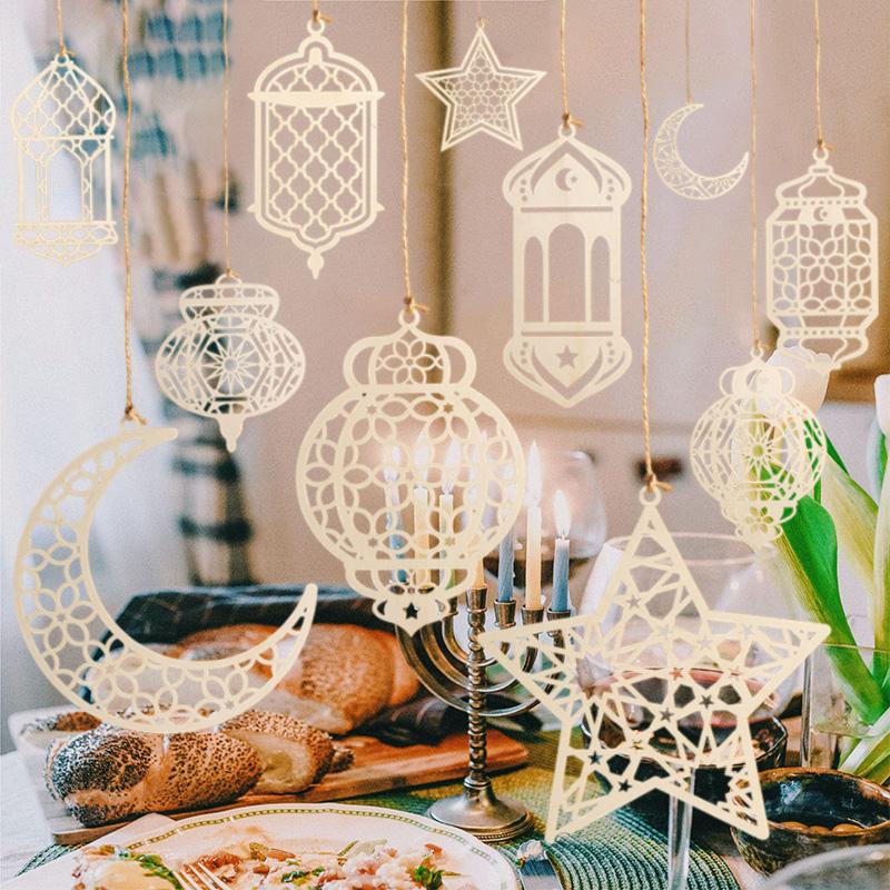 Ramadan Star Moon Hanging Ornament Wooden Ramadan Decorations 2026 Islamic Muslims Party Accessories Eid Ramadan Party Supplies