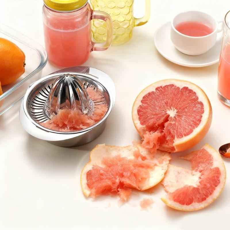 Steel Manual Citrus Juicer with Strainer Bowl Efficient Lemon Juice Extraction Tool Ergonomic Handle Home Kitchens Use