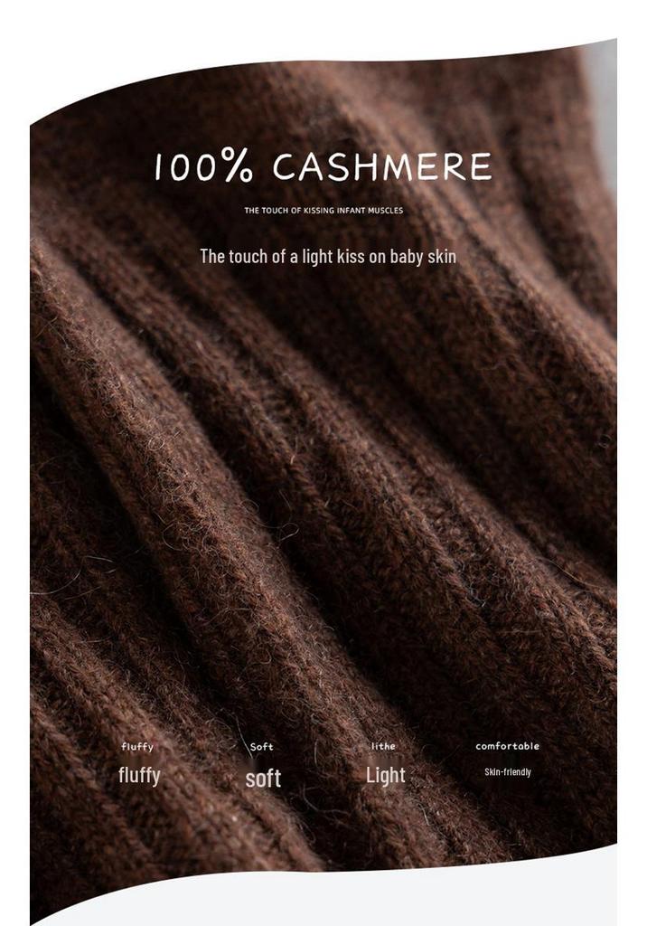 Women's 100% Cashmere Gloves, Five-Needle Knit, Double-Strand Yarn, Thickened for Cold Protection, Ideal for Autumn and Winter.