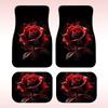 A Set of Four Universal Car Floor Mats Featuring a Rose Flower Design, Designed Both Front And Rear Seats of Any Vehicle