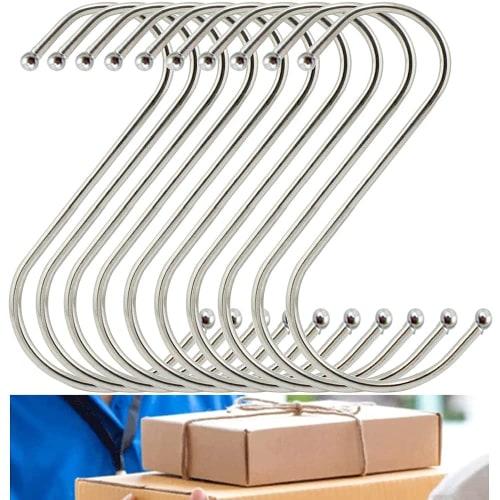 

Extra Large S-Hooks (12cm x 20pcs), Set of 20, for Kitchen and Bathroom Use, Rust-Resistant, Holds Small Items, 15kg (12cm x 20pcs, Silver)