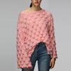 Neuer lockerer Strickpullover mit hohlem 3D-Federmuster, Rundhalsausschnitt und Glockenärmeln für Damen, Oberbekleidung