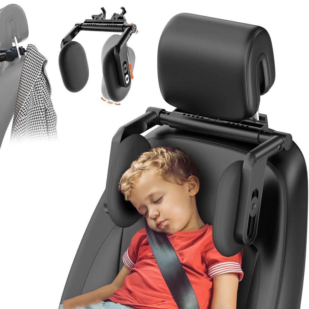 AUEOTUAR Car Headrest, Neck Pillow, 360° Rotatable Design, Includes Elastic Hook, 360° Adjustable, Perfect