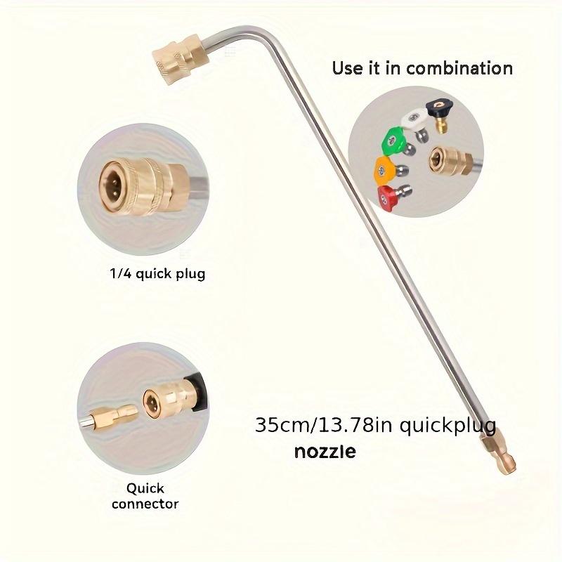 High Pressure Car Wash Water Gun Elbow, Stainless Steel U-Bend Rod with Quick Connect 1/4" Right Angle Extension