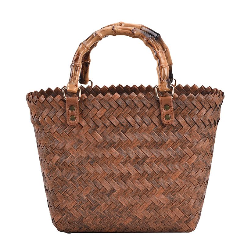 Women's Handmade Bamboo Shoulder Bag Large Wooden Beach Bag  Fashion
