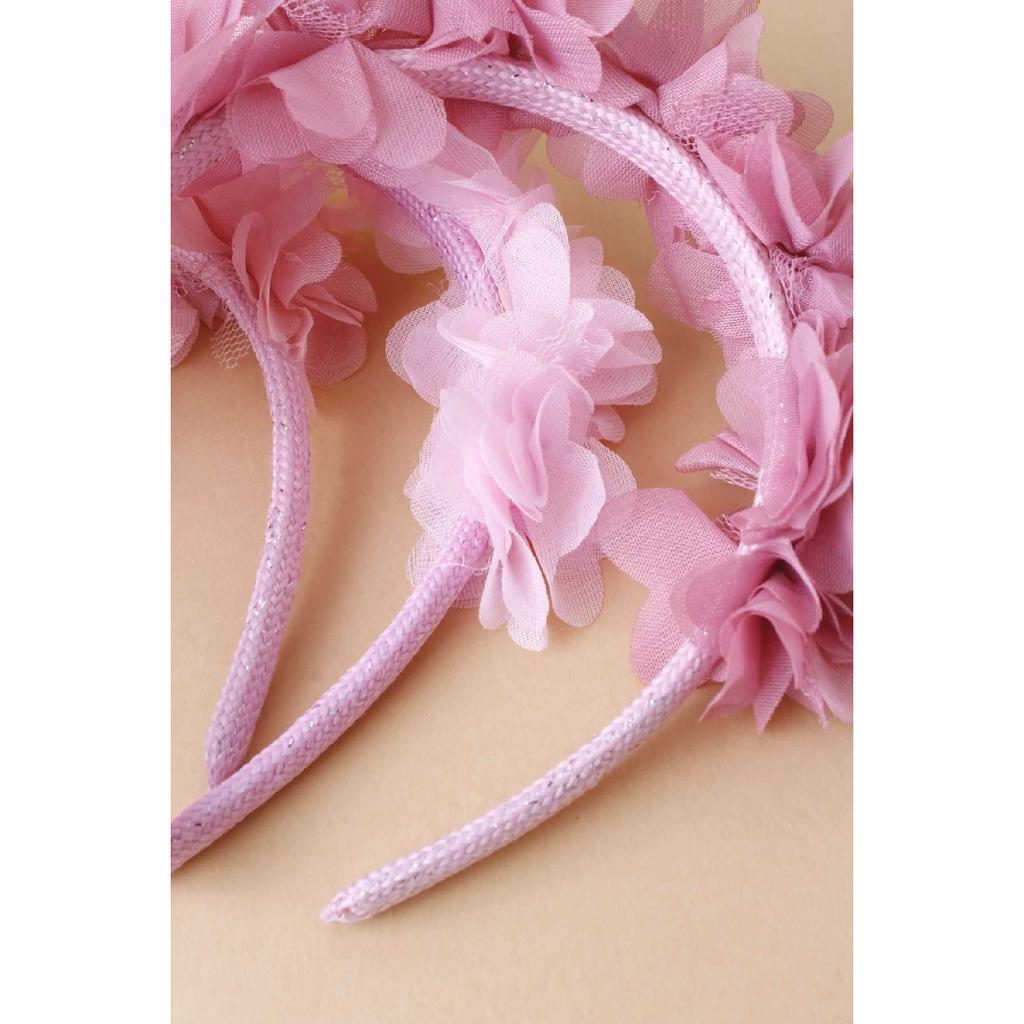 Triple Tulle Flower Glitter Crown In Pink Tones