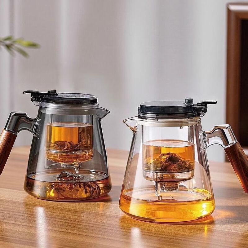 Walnut Handle Glass Teapot with Infuser