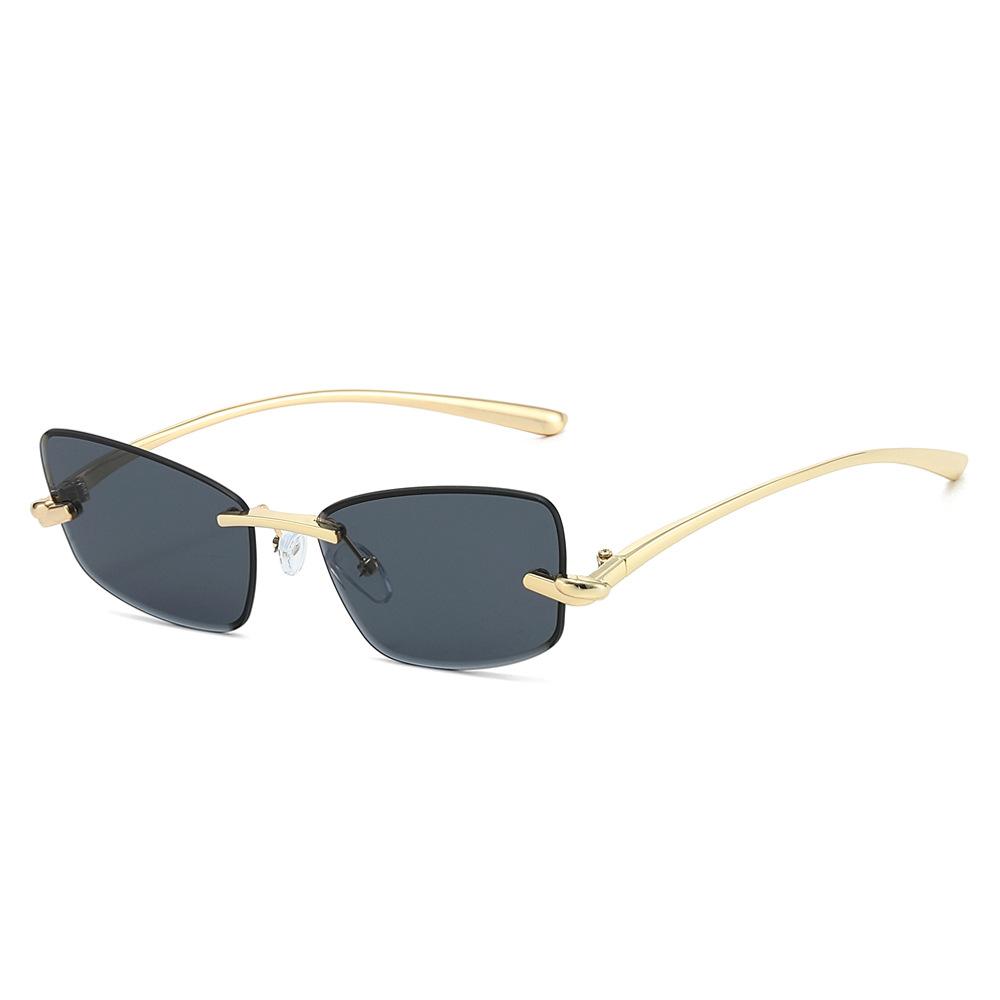 Rimless Cat Eye Sunglasses Women Fashion Trendy Eyewear Regular