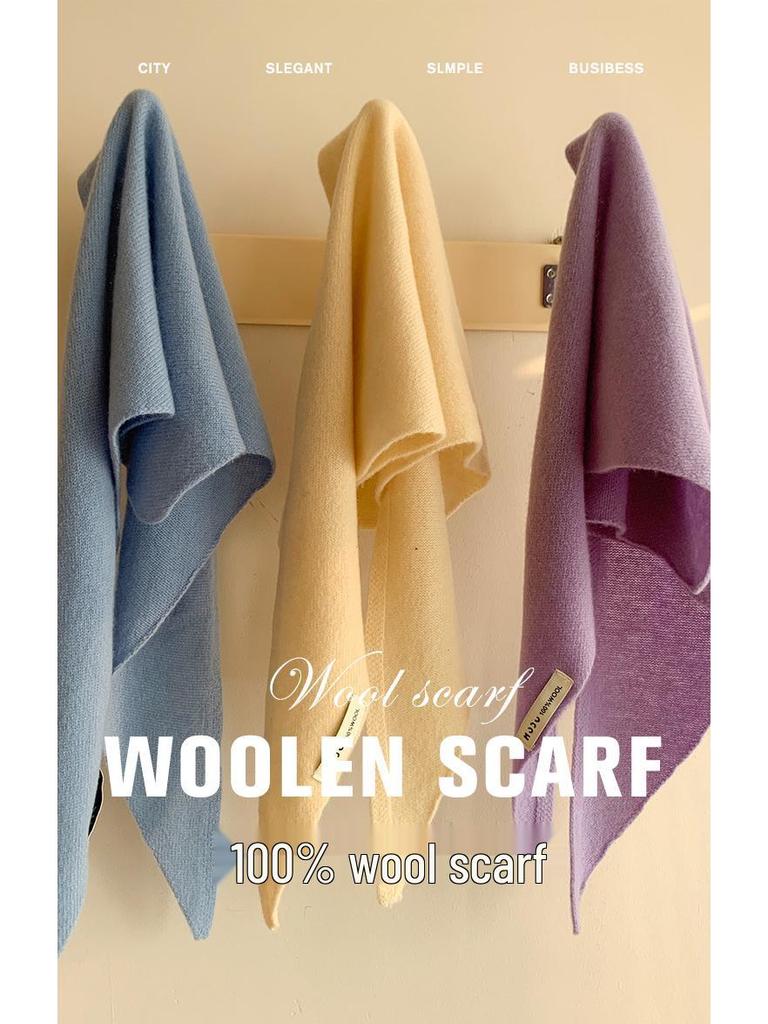 Women's Wool Knit Triangle Shawl Scarf - Versatile, Warm for Autumn & Winter