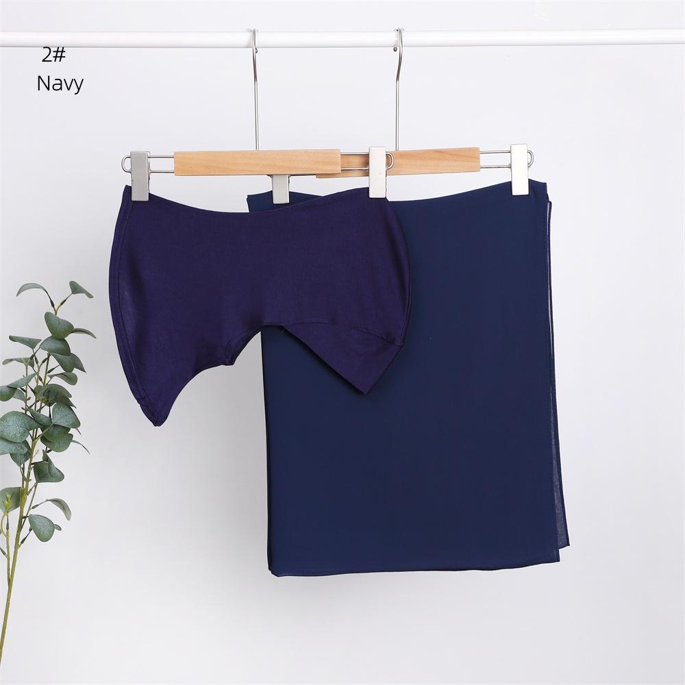 Elegant Elastic Instant Hijab Solid Color Chiffon Hijab Set Women's Modal Pullover Bandana Thin Breathable Soft Cozy Scarf