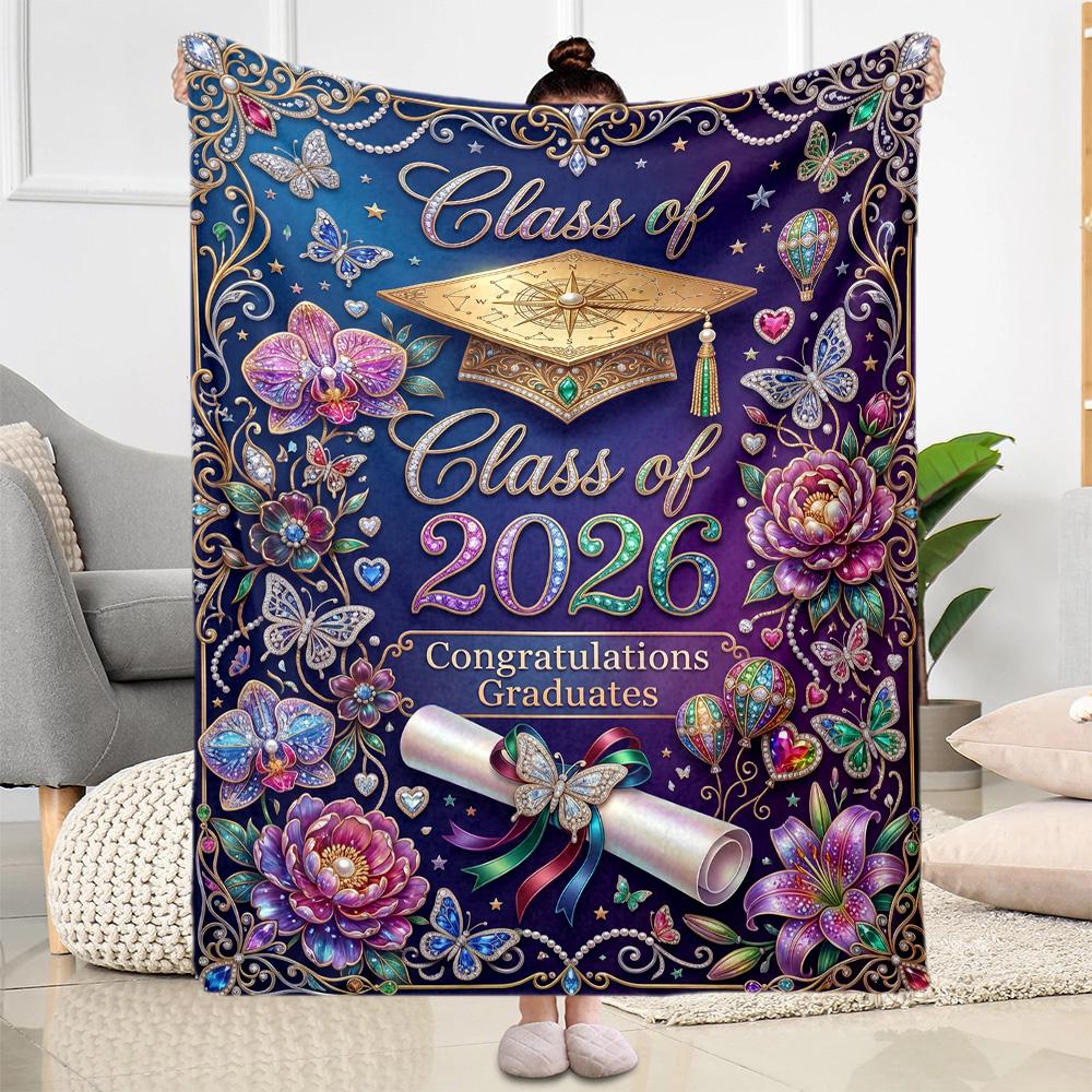 Graduation Motivation Blanket Comfortable Great for Office Seaside Couch Four Seasons Universal Stylish Decor