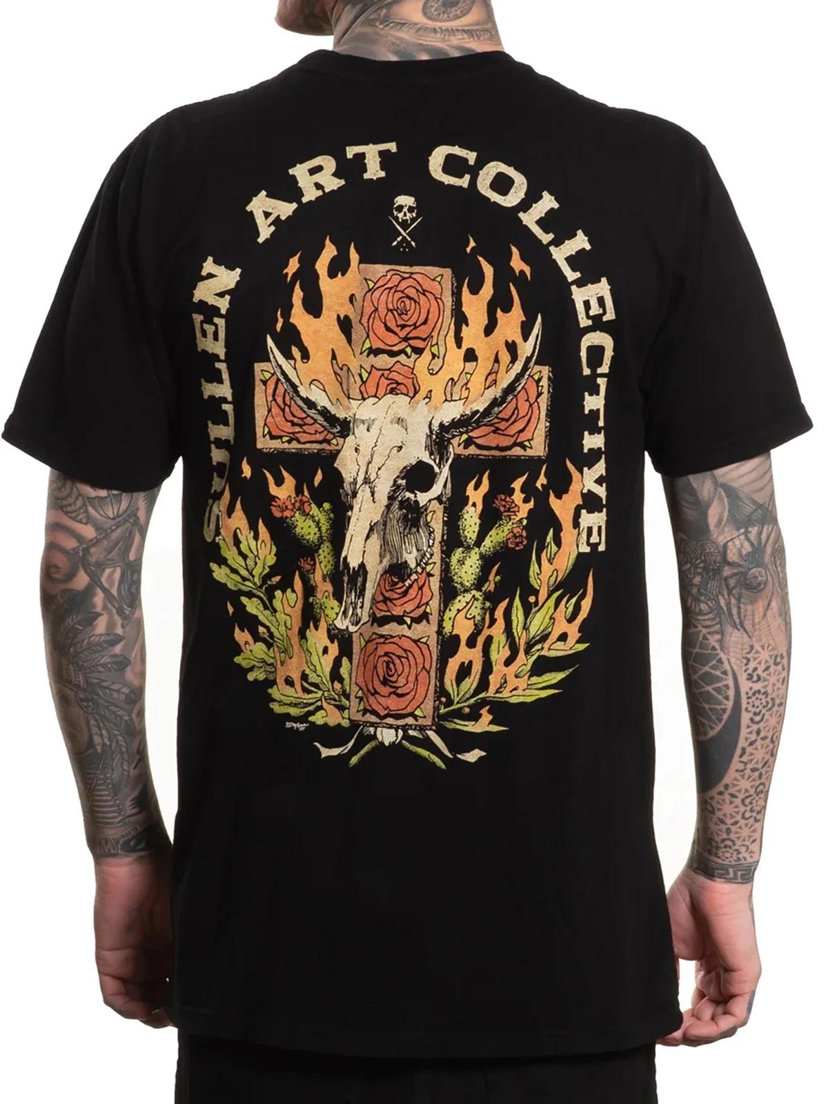 

Sullen Men s Limpieza Short Sleeve Premium T-shirt Cow Skull Cross Tattoo Tee M