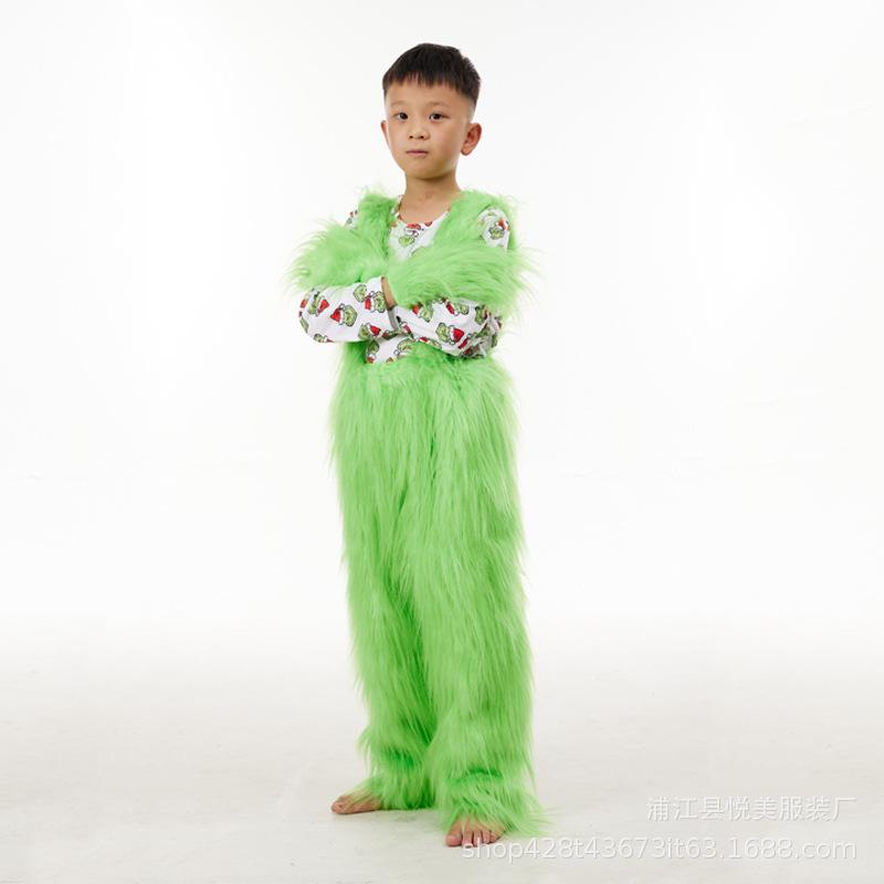 

Новый рождественский костюм Костюм Гринча с зелеными волосами для детей 140cm