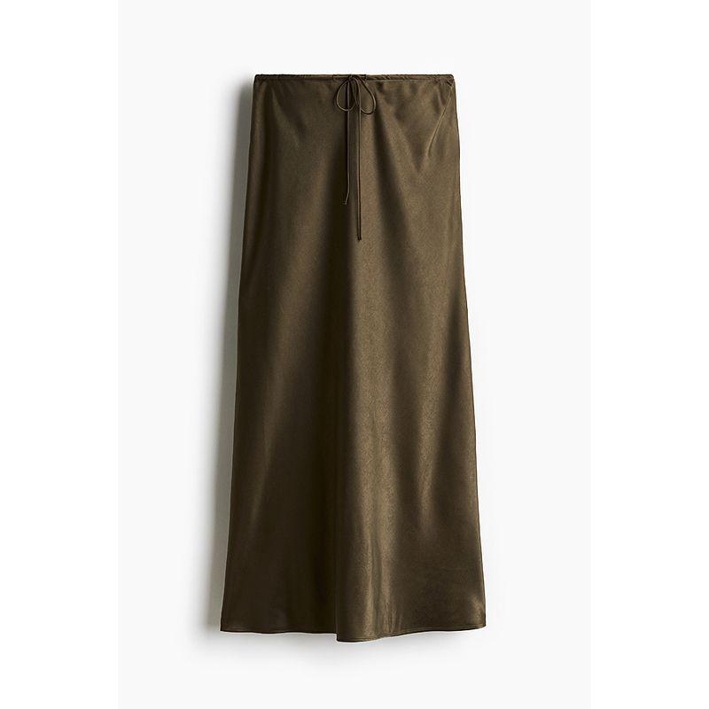 

HM 2025 Лето Новая Юбка из Сатина с Дизайном на Кулиске 1268817 Dark khakis Green 155/60