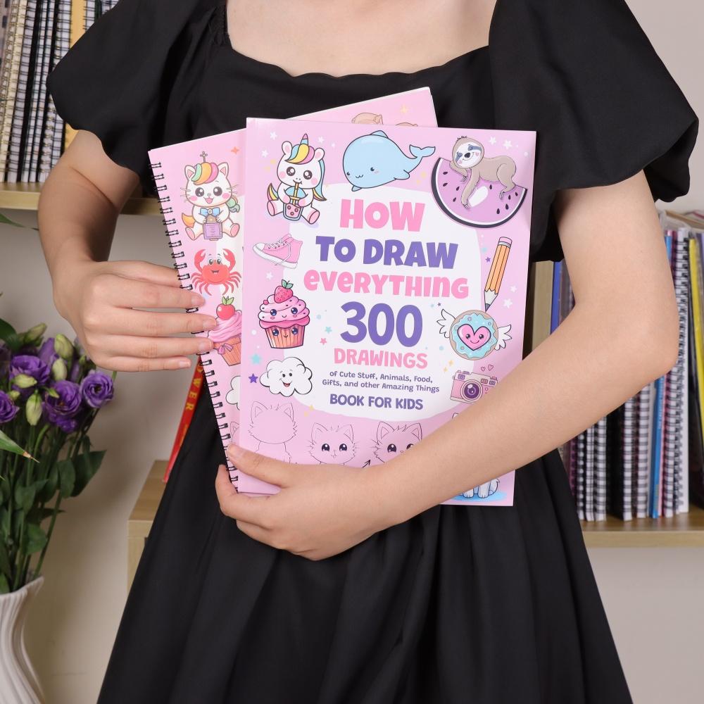 Malbuch - Wie man alles zeichnet: 300 Zeichnungen von niedlichen Sachen, Schritt-für-Schritt einfache Zeichenbücher, Kinderkunstbedarf