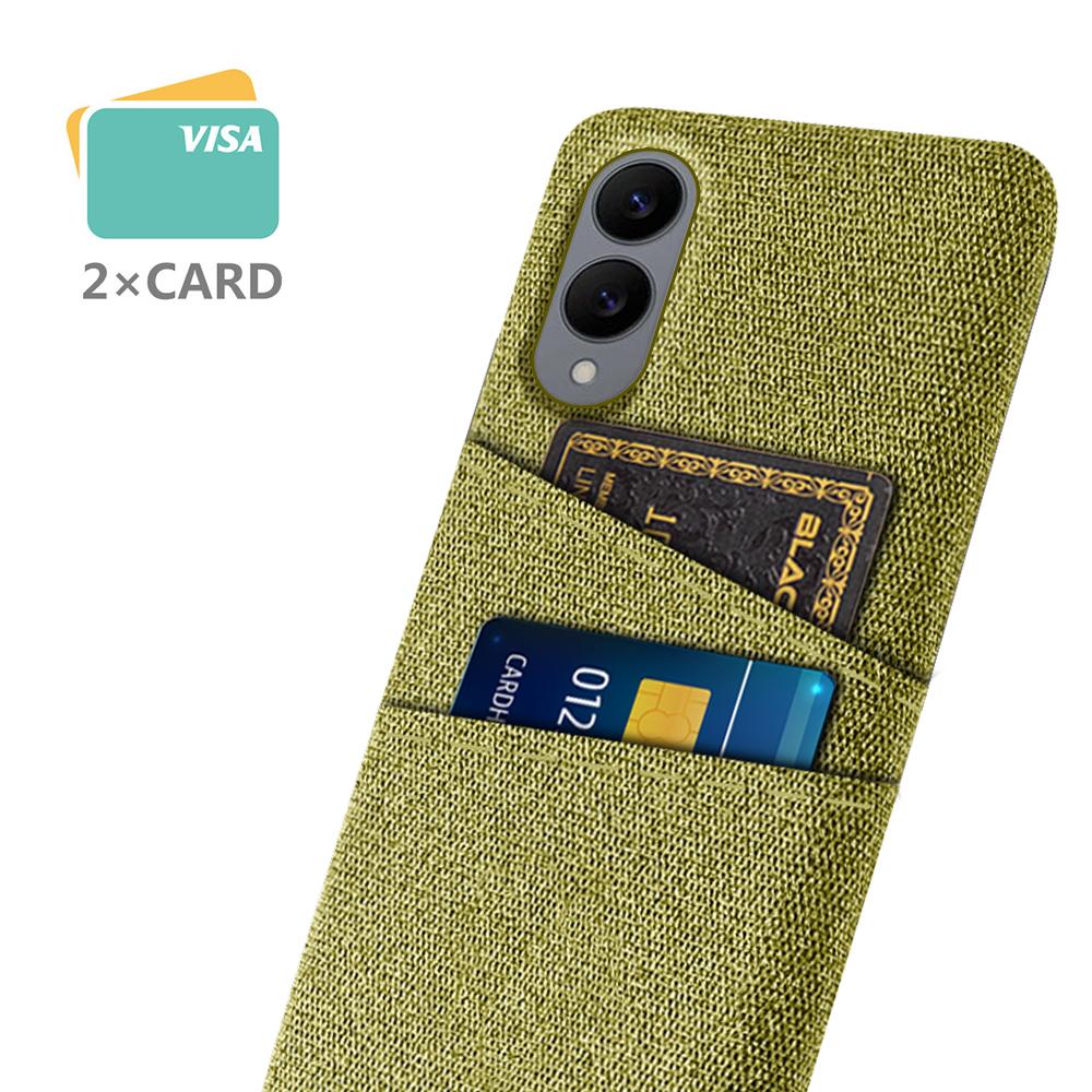 

For Samsung Galaxy S25 Edge Case Cloth+Hard PC Phone Cover with Dual Card Slots Brown